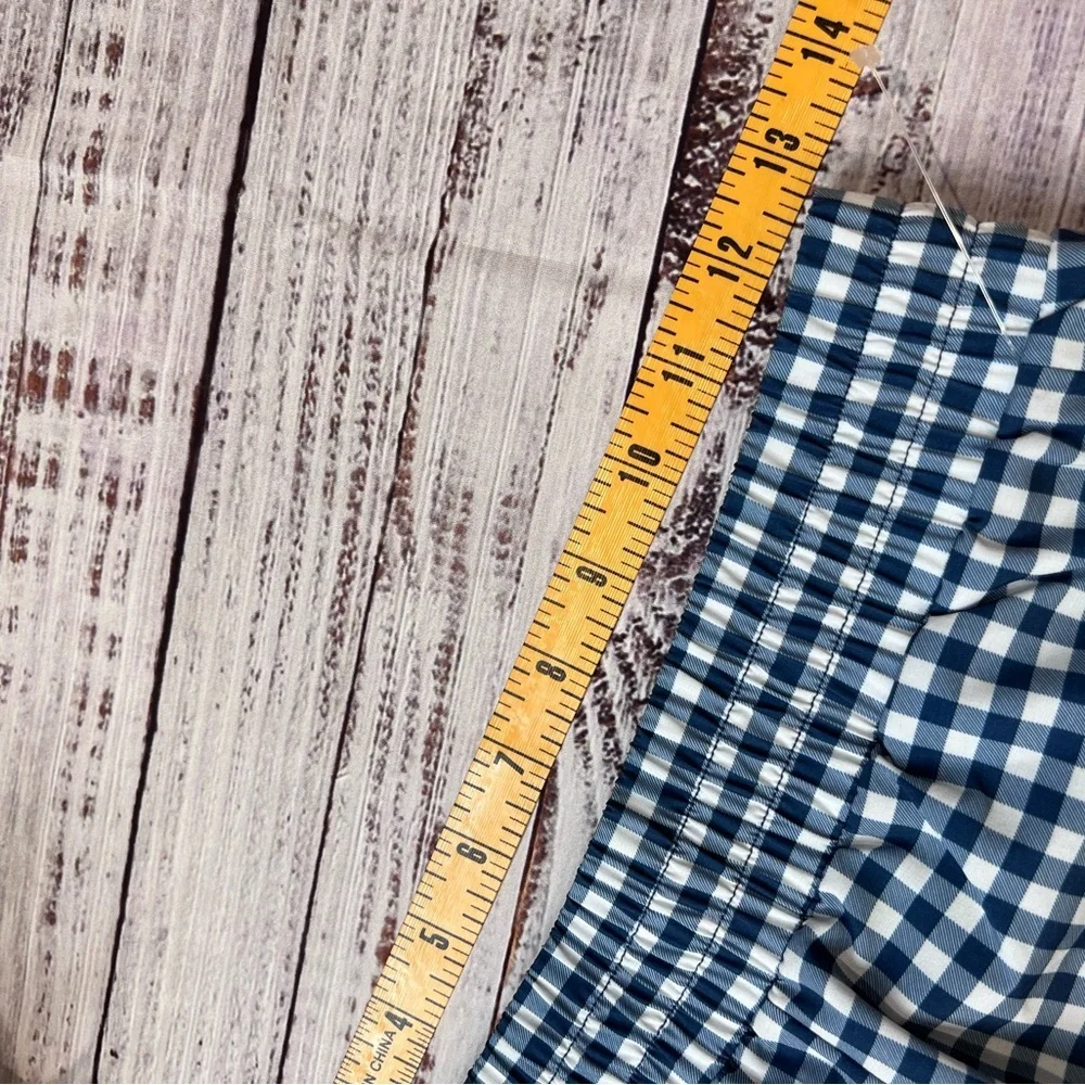 Johnny Was Calme Blue White Gingham Plaid Shorts - Picture 7 of 8